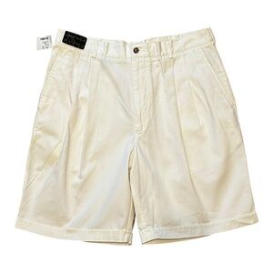 Vintage Perry Ellis Two Pleat Shorts Mens 36 White Cotton Retro VTG Preppy L
